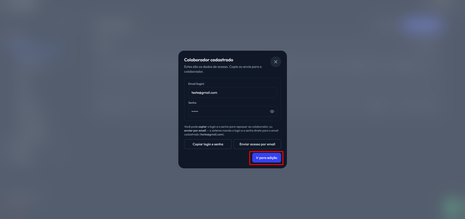 Tela de consulta de colaboradores
